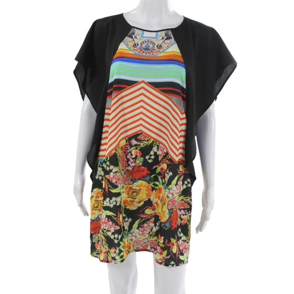 Clover Canyon Women Shift Dress Multicolor Floral Short Sleeve Size XS